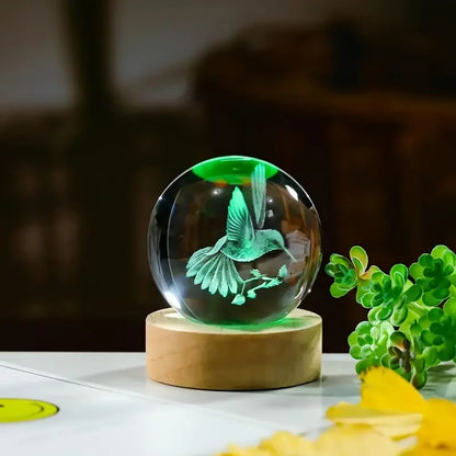 Esfera de cristal LED con colibrí✨