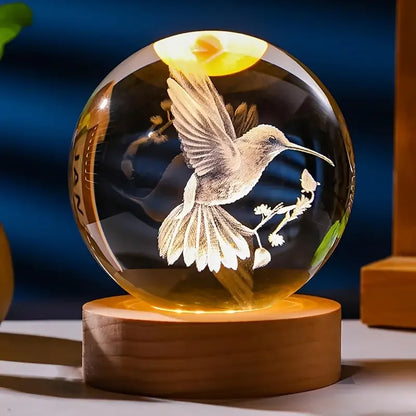 Esfera de cristal LED con colibrí✨