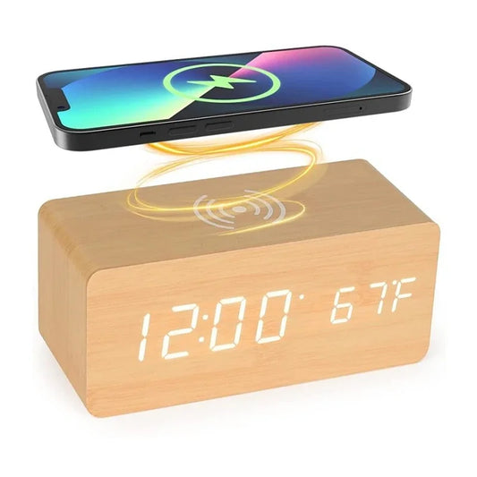 Reloj de mesa LED con carga inalámbria✨
