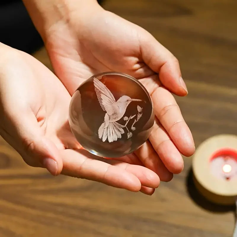 Esfera de cristal LED con colibrí✨