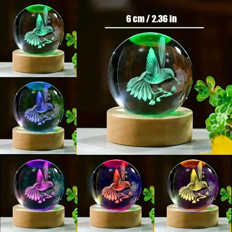 Esfera de cristal LED con colibrí✨